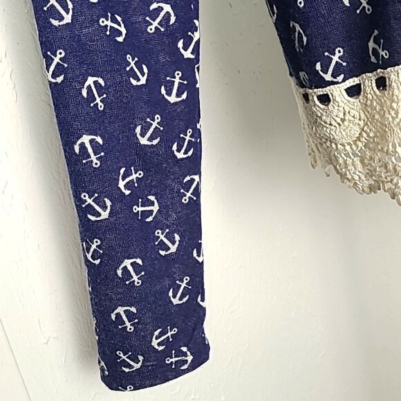 Rue21 Navy Blue Top with White Anchors Print, Embroidered Hemline, Size XL - Picture 5 of 8